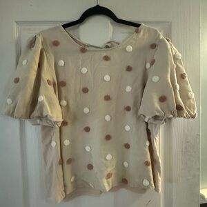 Boho Balloon Sleeve Polka Dot Top